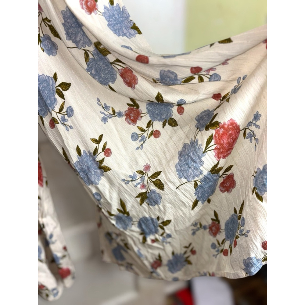 American Eagle Outfitters Women's Size 2 Ivory Floral V-Neck Adjustable Jumpsuit - Picture 8 of 16